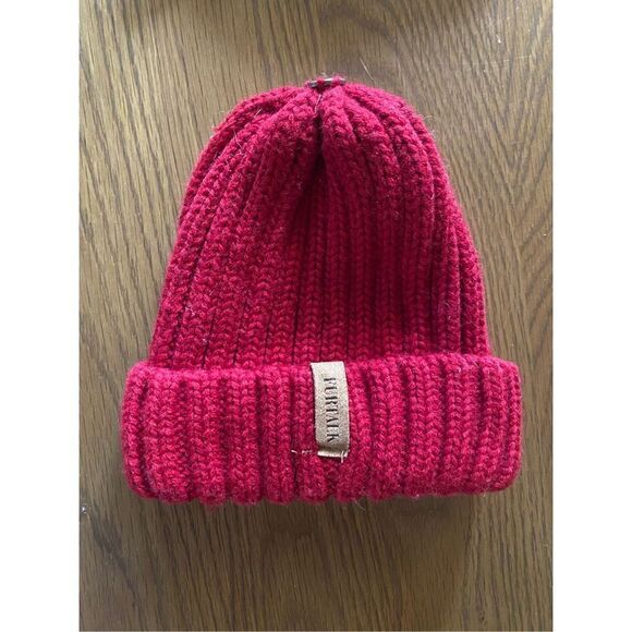 Furtalk red ribbed knit beanie hat - Picture 1 of 3